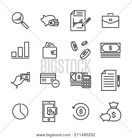 Simple set of banking related outline icons. Elements for mobile concept and web apps. Thin line vector icons for website design and development, app development. Premium pack.