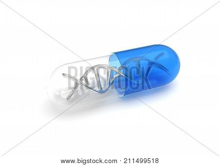 Dna structure inside a capsule. 3D illustration