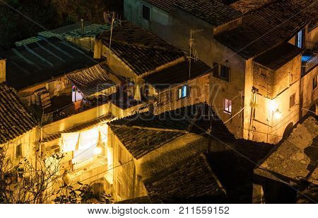 Night Stilo Village, Calabria, Italy.