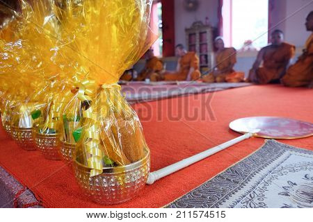 Ordination ceremony ordained as a monk. Thai culture when a man is over 20 years old.