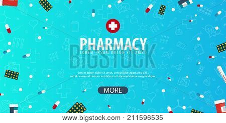 Pharmacy. Medical Background. Health Care. Vector Medicine Illustration.