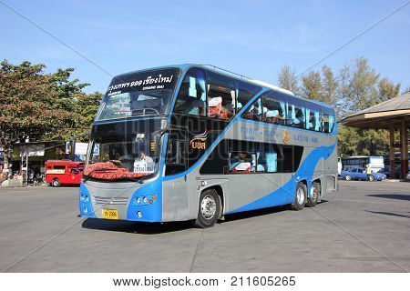 Transport Government Company Double Deck Bus Route Bangkok And Chiangmai.