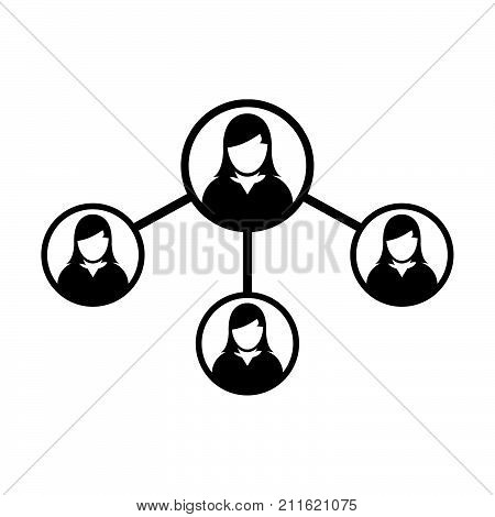 People Network Social Connection Icon Vector With Female Person Avatar Symbol For Multiple Sharing F
