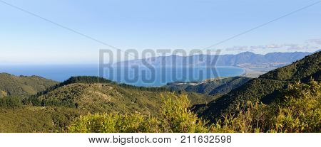 Panorama of the Wairarapa coastline on the North Island of New Zealand