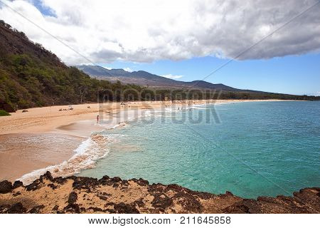 Popular destination know as Big Beach on the island of Maui Hawaii