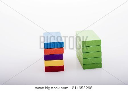 Coorful Domino Blocks On White Background