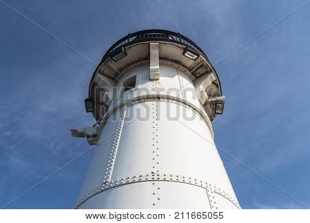 DULUTH MN/USA - July 3 2016 - An upward view of the Duluth Harbor North Breakwater Lighthouse taken on July 3 2016.