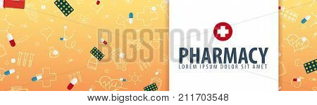 Pharmacy. Medical Banner. Health Care. Vector Medicine Illustration.
