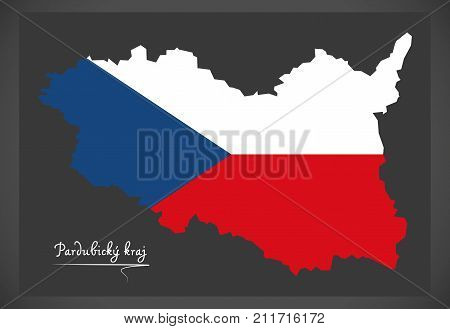 Pardubicky Kraj Map Of The Czech Republic With National Flag Illustration