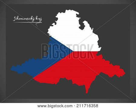 Jihomoravsky Kraj Map Of The Czech Republic With National Flag Illustration