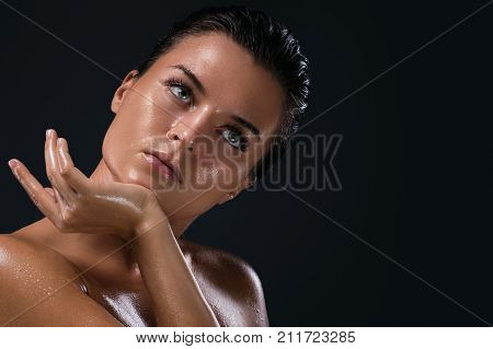 Beautiful Woman With Oily And Wet Skin