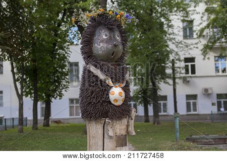 Kiev Ukraine - July 07 2017: The monument to the "Hedgehog in the fog" - after the famous Soviet cartoon by sculptor Konstantin Skretutskiy