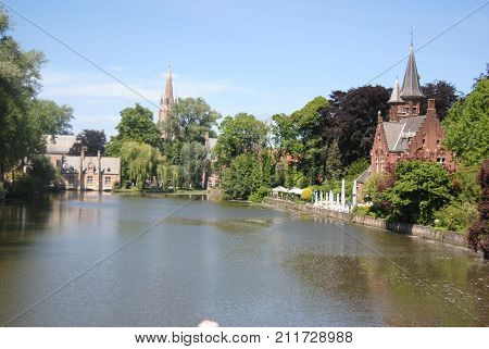 Minnewater Parc, parc at the outside walls of Bruges