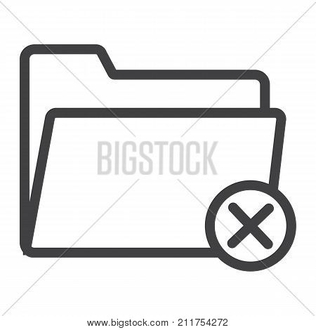 Delete folder line icon, web and mobile, delete file sign vector graphics, a linear pattern on a white background, eps 10.