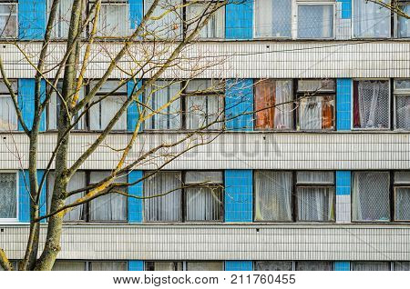 Facade Of An Old High-rise Building.