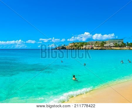 Philipsburg, Sint Maarten, Kingdom of the Netherlands - the sand beach at Maho Bay