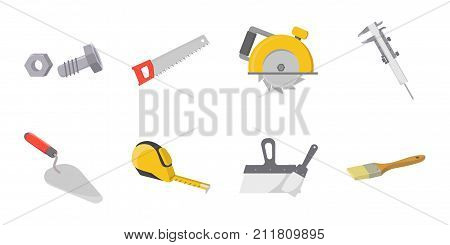 Building repair icons in set collection for design. Building material and tools vector symbol stock  illustration.