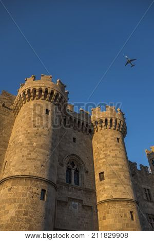 The old medieval  town of Rhodes in Greece