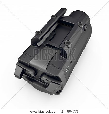 LED Tactical Weapon Light on white background. 3D illustration