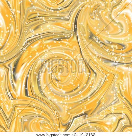 Digitally created image gold grey yellow swirl marbling effect oil background tileable seamless pattern
