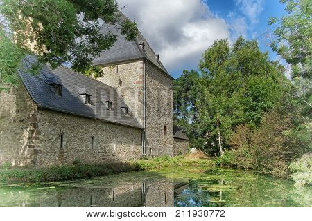 BITBURG, GERMANY - JUNE 26, 2017: Old Rittersdorf Castle close to Bitburg on June 26, 2017 in Germany, Europe