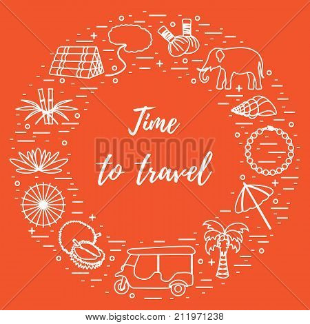 Vacation And Travel Elements Arranged In A Circle.