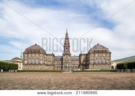 Copenhagen, Denmark - September 02, 2017: The seat of the danish government Christiansborg Palace in the city centre