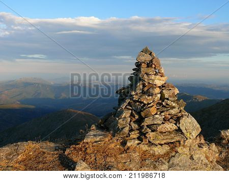 Punta la Marmora a mountain in the Gennargentu range Sardinia Italy - View from Punta la Marmora into the Sardinian inland