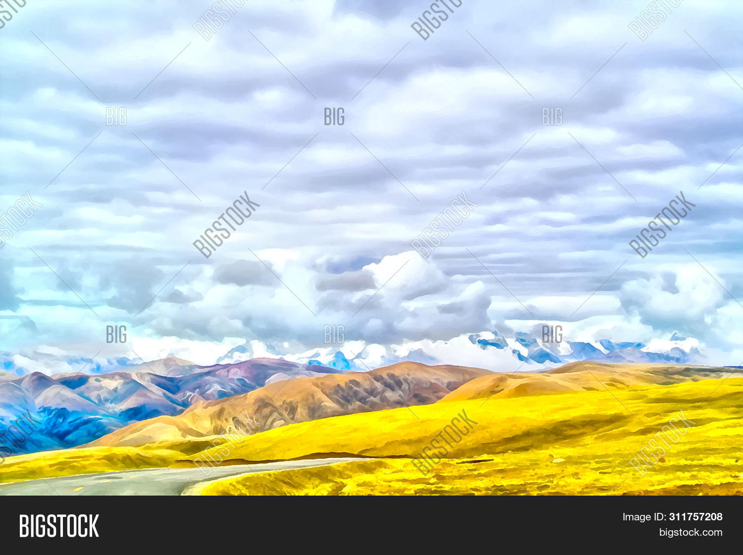 Watercolor Mountain Image Photo Free Trial Bigstock