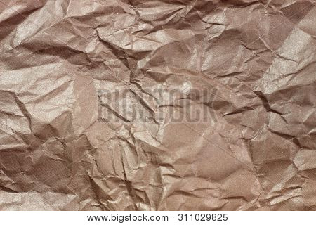 Wrinkled Paper Background. Texture Of Crumpled Old Paper Close Up