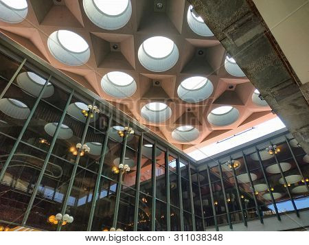 Turin, Piemonte, Italy. June 2019. At The Teatro Regio, Detail Of The Modern Structure, Natural Ligh