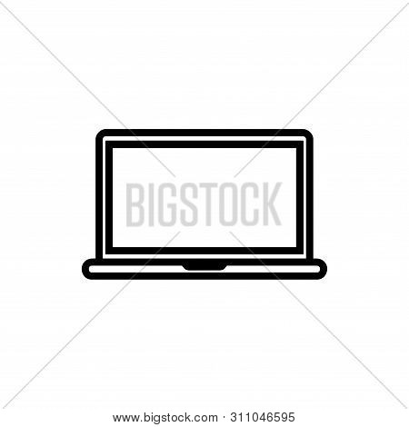 Laptop Computer Screen Outline Icon Isolated On White Background. Laptop Computer Screen Outline Ico