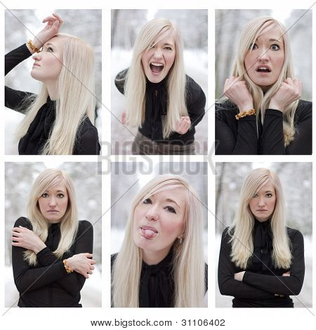 Collage de mujer faceexpressions