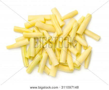 Yellow Beans Isolated On White Background. String Bean. Top View, Flat Lay