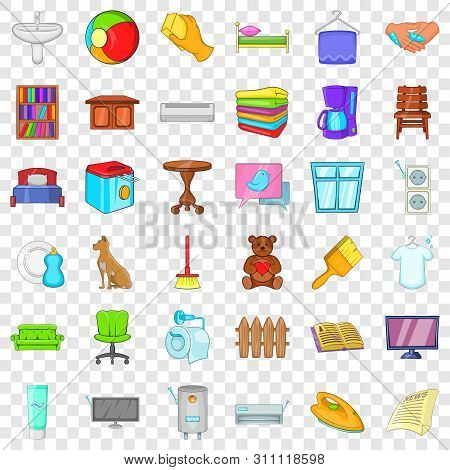 Comfort And Rest Icons Set. Cartoon Style Of 36 Comfort And Rest Icons For Web For Any Design