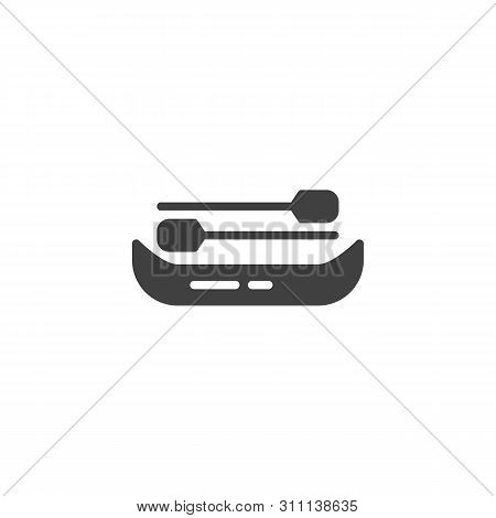 Boat With Paddles Vector Icon. Filled Flat Sign For Mobile Concept And Web Design. Rowing Boat With 