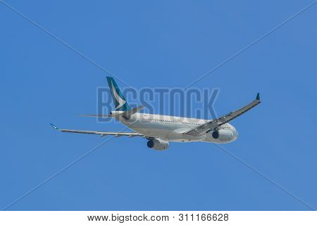 Saigon, Vietnam - Jun 19, 2019. Cathay Pacific B-lao (airbus A330-300) Taking-off From Tan Son Nhat 