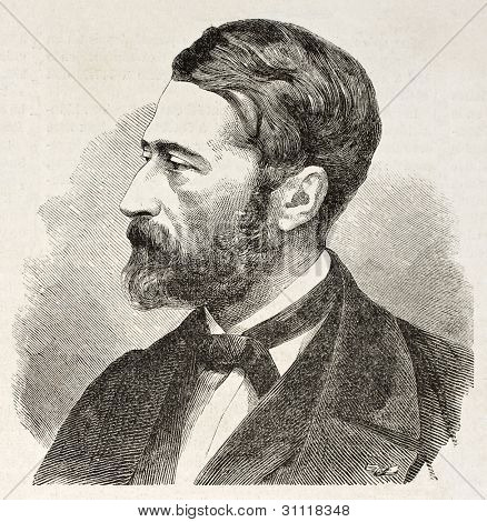 Emile Loubon gamle graveret portræt (fransk maler). Lavet af Hilmars, offentliggjort på L'Illustration, 
