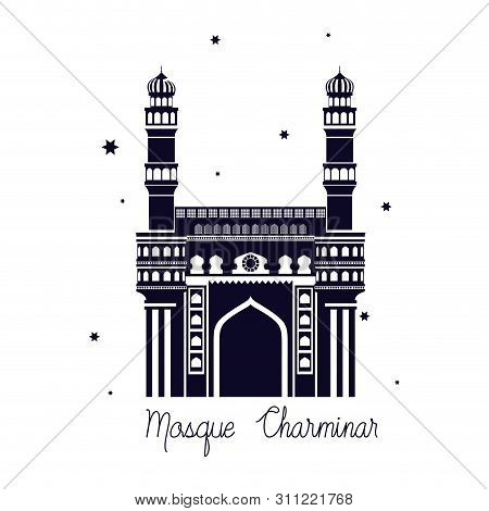 Edification Of Mosque Charminar And Indian Independence Day Vector Illustration Design