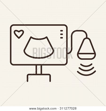 Ultrasound Line Icon. Monitor, Scanner, Medical Equipment. Medicine Concept. Vector Illustration Can