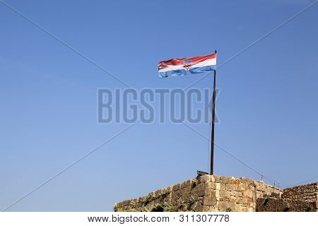 Croatia National Flag Evolves Over The Fortress