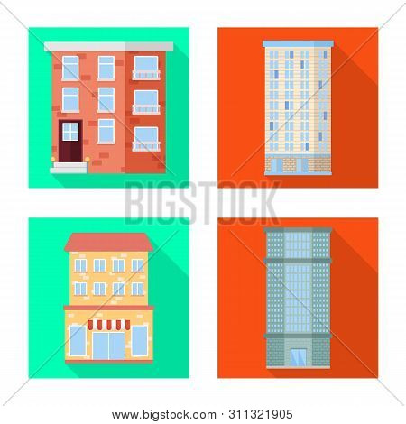 Vector Design Of Municipal And Center Icon. Set Of Municipal And Estate Stock Vector Illustration.