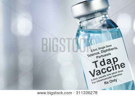 Small drug vial with Tdap vaccine