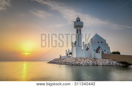 Beautiful Al Khobar Corniche Mosque Sunrise -saudi Arabia.