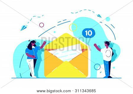 Landing Page Of Send Message Concept. Email. E-mail Service. Electronic Mail Concept As Marketing. W