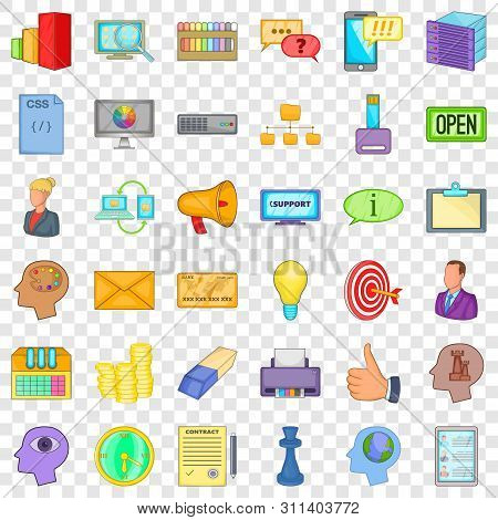 Good Marketing Icons Set. Cartoon Style Of 36 Good Marketing Icons For Web For Any Design