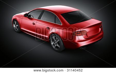 rendering 3D di una generica brandless red car del mio disegno in studio environemnt