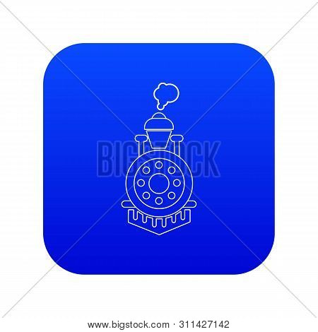 Locomotive Icon Blue Isolated On White Background