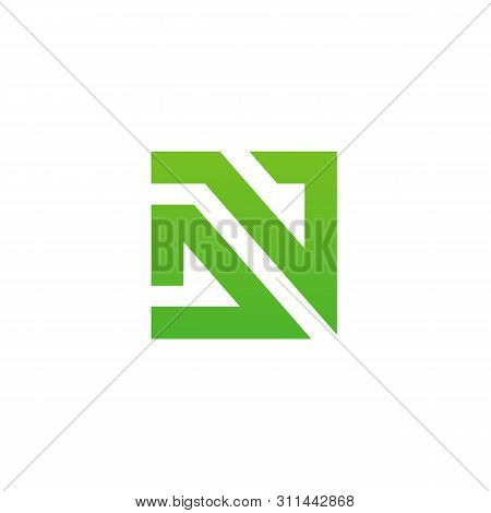Abstract Letter Dv Or Vd Logo, Green On White Background, Minimal Logo Icon Design Template - Vector
