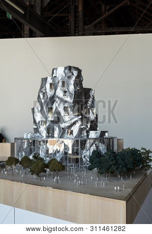 Arles, France - June 27, 2017: Model Of Final Design Of Luma Arles With The Frank Gehry Tower And Th